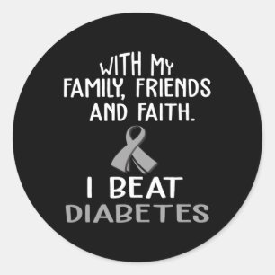 Sticker Rond Avec ma famille et ma foi, je bat le DIABÈTE