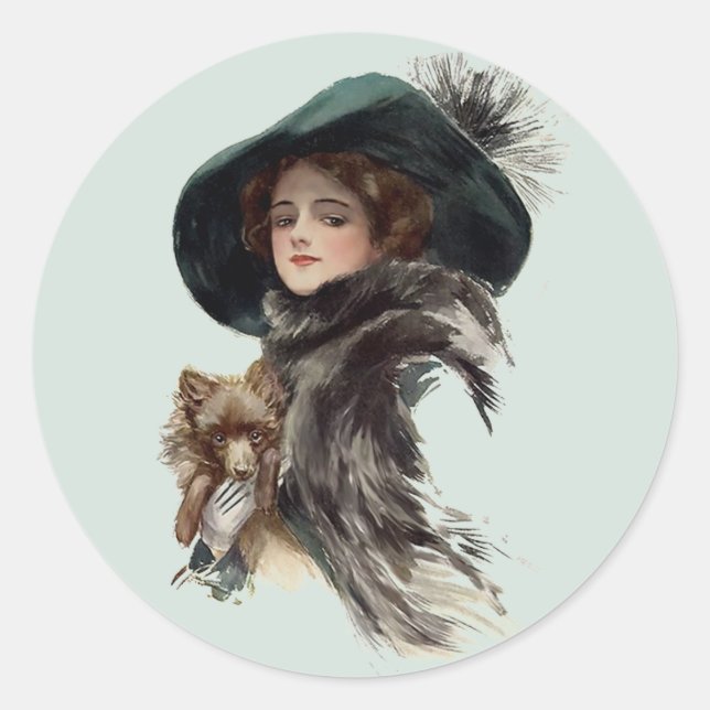 Sticker Rond Avec son chien (Devant)