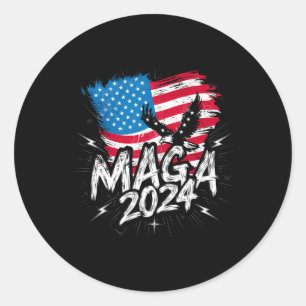 Sticker Rond Avec Trump Maga 2024, Le Pavillon Patriotique Vote