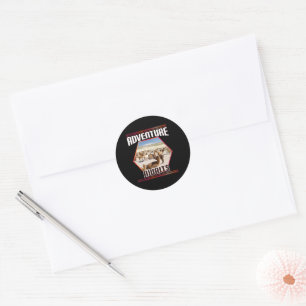 Sticker Rond Aventure Await - Alpaca Llama Travel