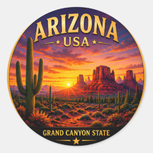 Sticker Rond Aventure dans le désert d'Arizona Voyage dans le S