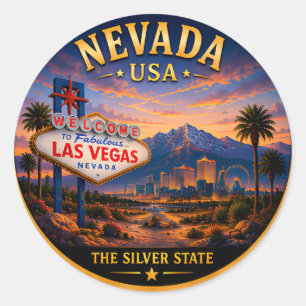 Sticker Rond Aventure dans le désert du Silver State du Nevada
