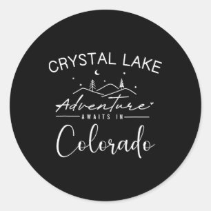Sticker Rond Aventure de camping au lac Crystal Colorado Mounta
