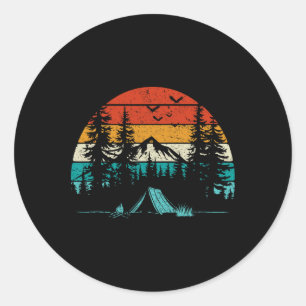 Sticker Rond Aventure de camping rétro Wanderlust Nature Plein