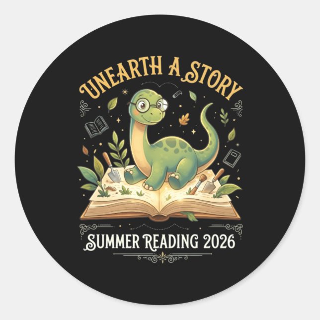 Sticker Rond Aventure de lecture Dino Été 2026 T (Devant)