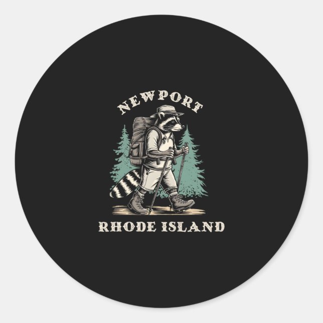 Sticker Rond Aventure de randonnée mignonne à Newport Rhode Isl (Devant)