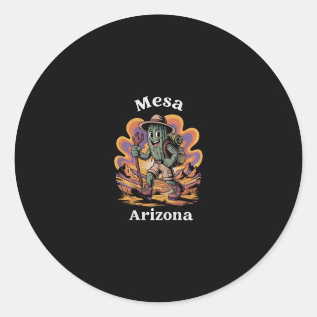 Sticker Rond Aventure de randonnée rétro Mesa Arizona sentier C (Devant)
