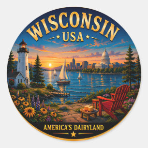 Sticker Rond Aventure des Grands Lacs du Wisconsin 🟡