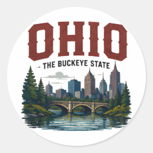 Sticker Rond Aventure des villes de la rivière Ohio