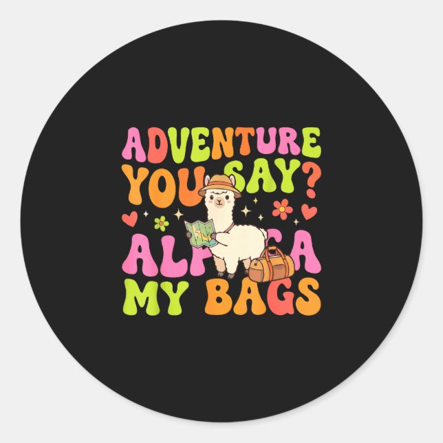 Sticker Rond Aventure dites-vous lama mes bagages  (Devant)