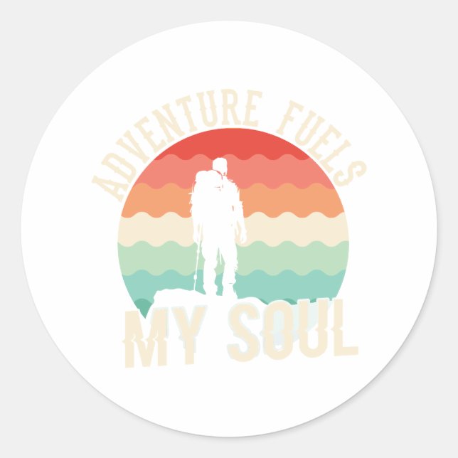 Sticker Rond Aventure Fuels My Soul - errer, explorer, répéter (Devant)