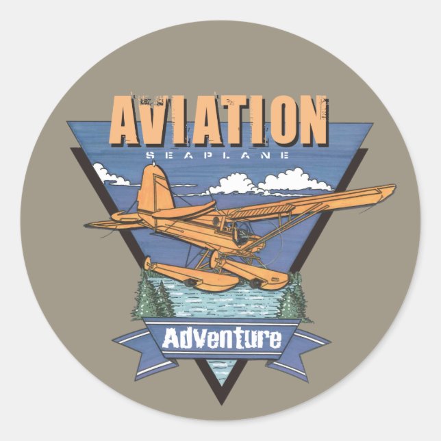 Sticker Rond Aventure hydravion (Devant)