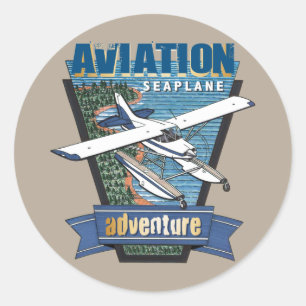 Sticker Rond Aventure hydravion