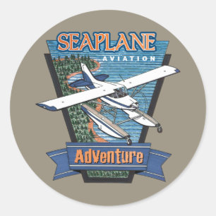 Sticker Rond Aventure hydravion
