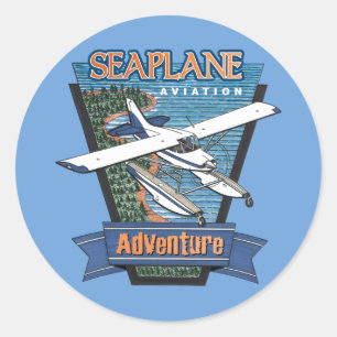 Sticker Rond Aventure hydravion