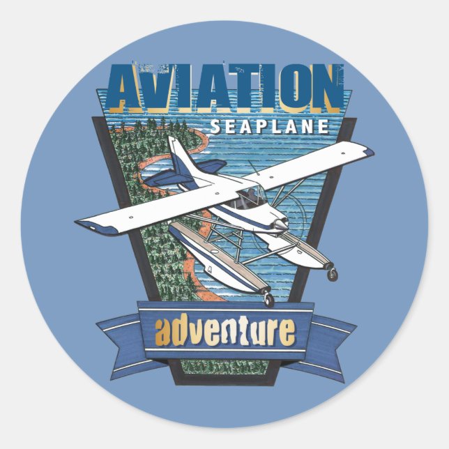 Sticker Rond Aventure hydravion (Devant)