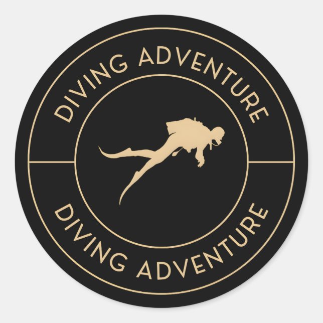 Sticker Rond Aventure plongée sous-marine (Devant)