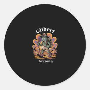 Sticker Rond Aventure rétro sur le sentier de randonnée de Gilb