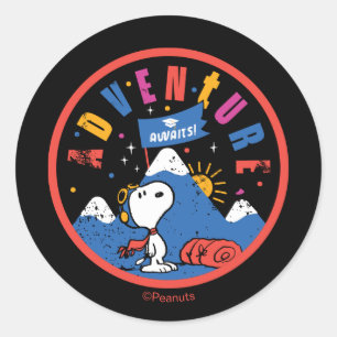 Sticker Rond Aventure Snoopy Attend la Montagne de la Remise de