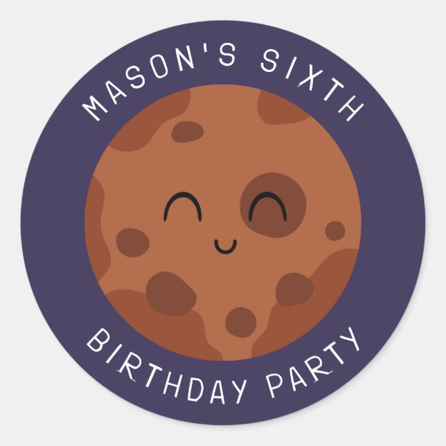Sticker Rond Aventure spatiale Anniversaire Enfants Enjoués Jol (Devant)