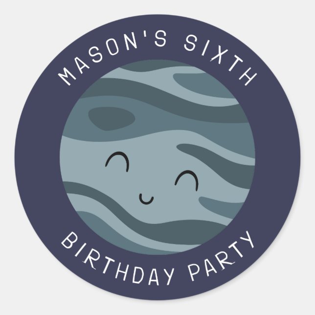 Sticker Rond Aventure spatiale Anniversaire Enfants Joyeux Plan (Devant)