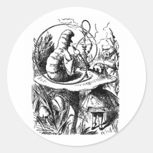 Sticker Rond Aventures de Caterpillar Alice au pays des