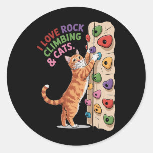 Sticker Rond Aventurier Intérieur Amateur de Chat Grimpeur de R