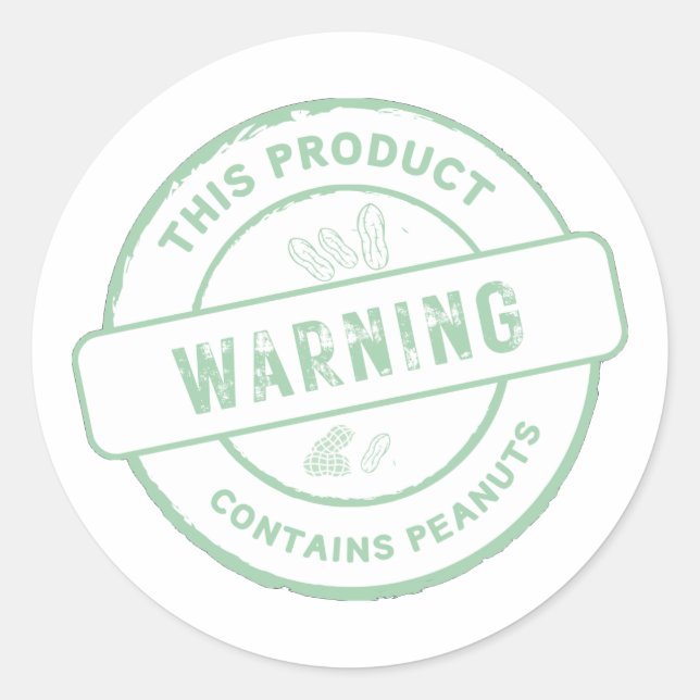 Sticker Rond Avertissement Ce Produit Contient Des cacahuètes (Devant)