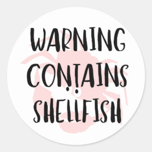 Sticker Rond Avertissement Contient des mollusques et des poiss