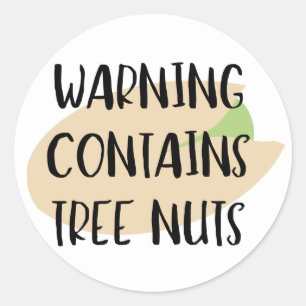 Sticker Rond Avertissement Contient des noix d'arbre Allergen É