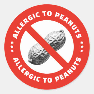 Sticker Rond Avertissement d'allergie aux arachides alerte alim
