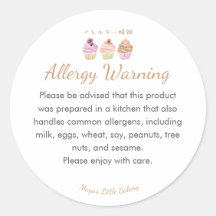 Avertissement d'allergie aux gâteaux pastel doux
