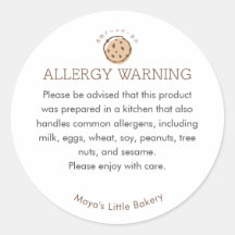 Avertissement d'allergie de boulangerie de logo de