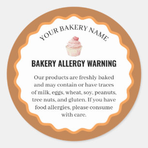 Sticker Rond Avertissement d'allergie de la boulangerie de Cupc