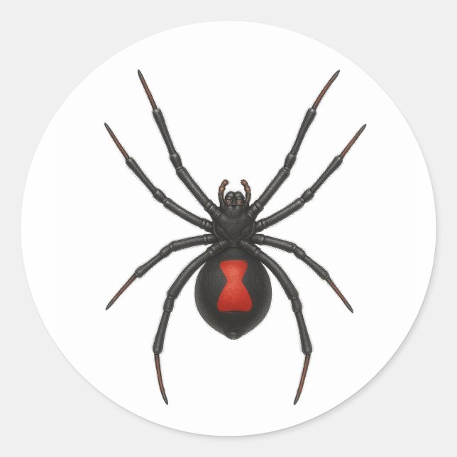 Sticker Rond Avertissement de la veuve : Spider de veuve noire (Devant)