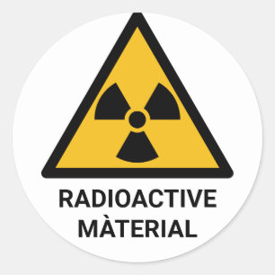 Sticker Rond Avertissement de matière radioactive, rayonnement 