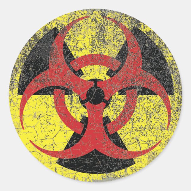 Sticker Rond Avertissement de radiation de risque biologique (Devant)