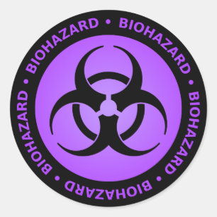 Sticker Rond Avertissement de risque biologique pourpre