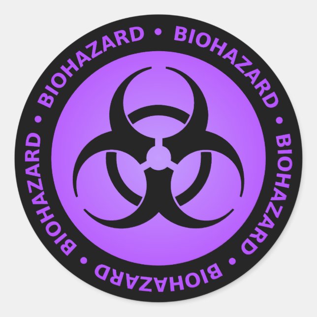 Sticker Rond Avertissement de risque biologique pourpre (Devant)
