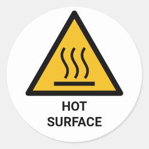 Sticker Rond Avertissement de surface chaude, Attention à la ch