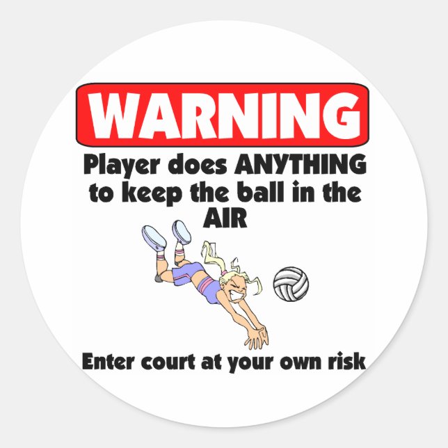 Sticker Rond Avertissement de VolleyChick (Devant)