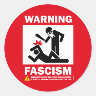 Sticker Rond Avertissement : fascisme