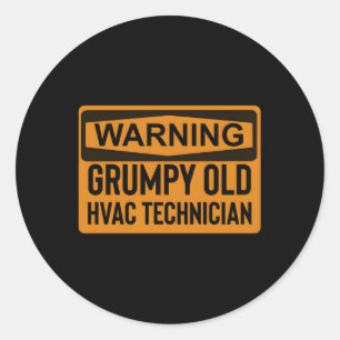 Sticker Rond Avertissement Grumpy Old Hvac Technicien