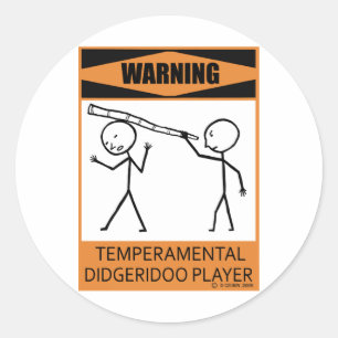 Sticker Rond Avertissement Joueur Didgeridoo Temperamental