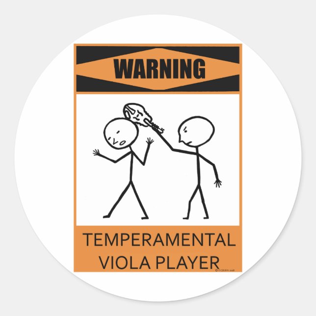 Sticker Rond Avertissement Joueur Temperamental Viola (Devant)