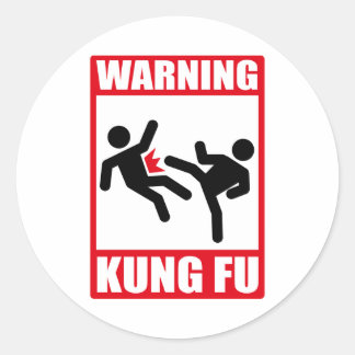 Sticker Rond avertissement kung fu