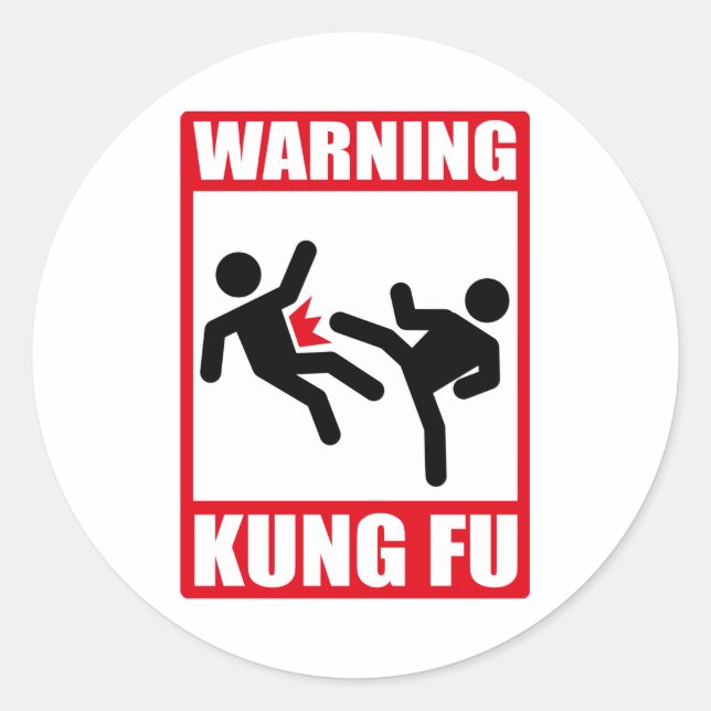 Sticker Rond avertissement kung fu (Devant)