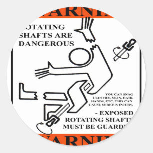 STICKER ROND AVERTISSEMENT ! LES AXES DE ROTATION SONT
