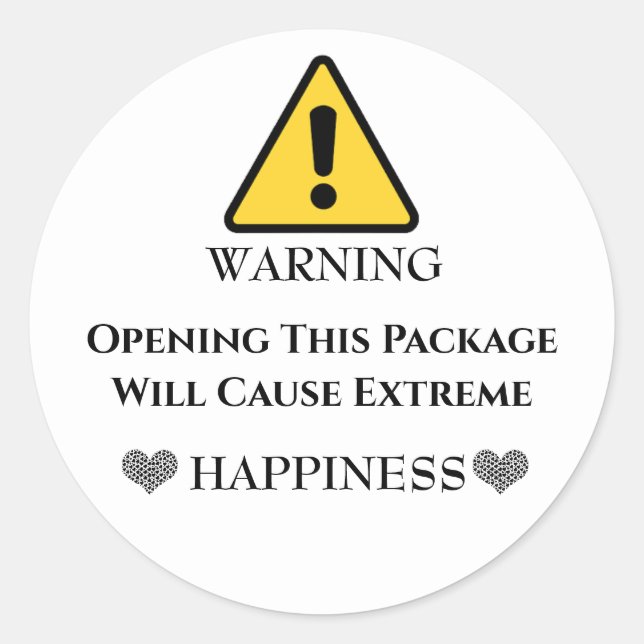 Sticker Rond Avertissement L'Ouverture De Ce Paquet Va Provoque (Devant)