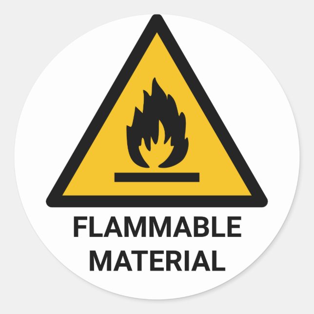 Sticker Rond Avertissement Matériau Inflammable, Symbole de Ris (Devant)